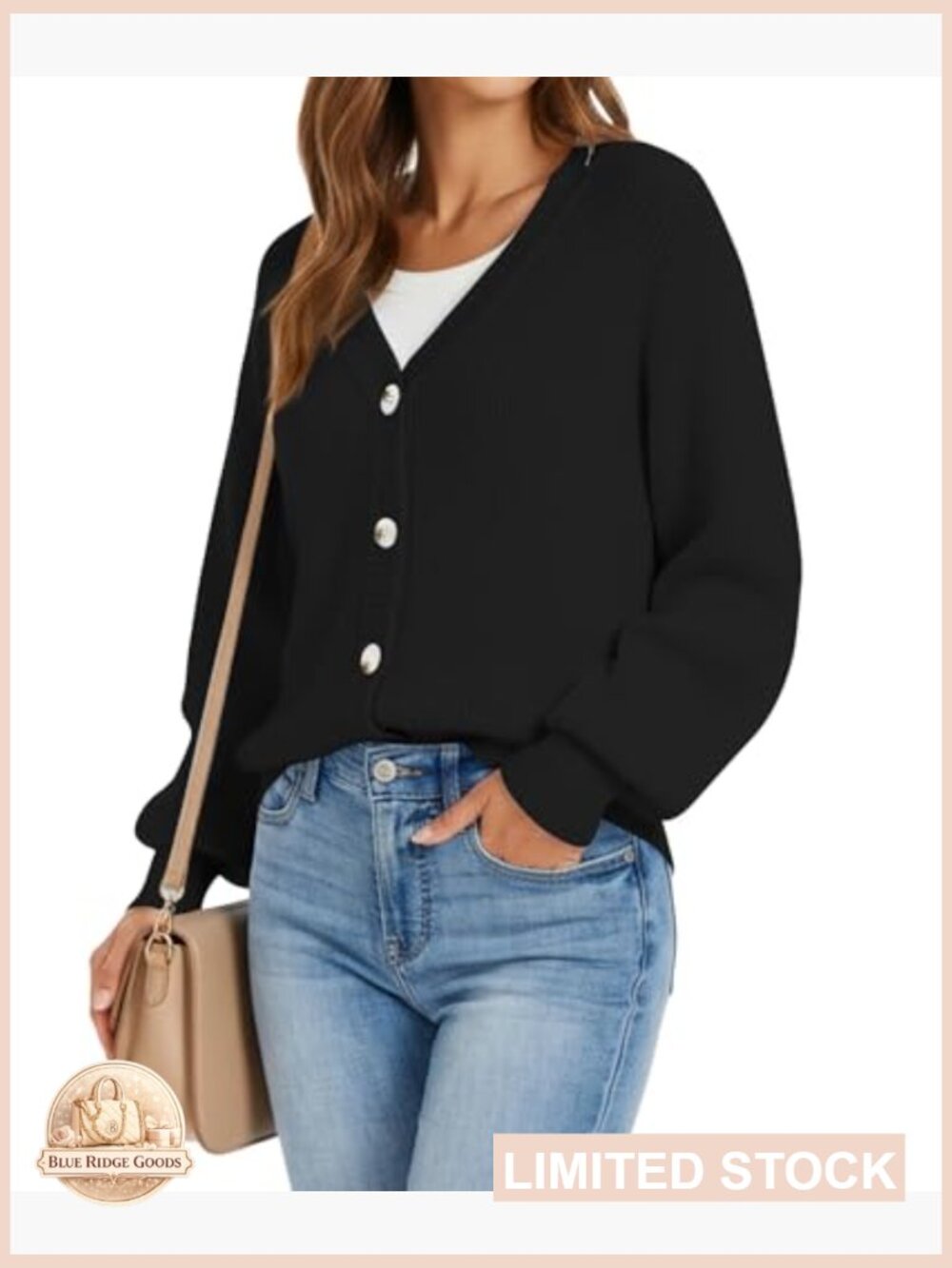 Open Front Cardigan Sweater Loose Fit Chunky Knit Button Down Casual Outerwear - Picture 4 of 7